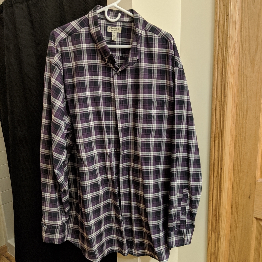 Men's 3XLT Purple Long Sleeve Casual Button Down